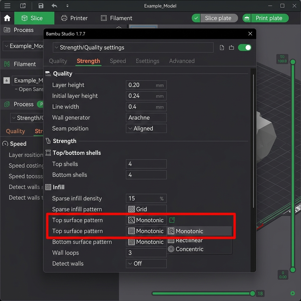Bambu Studio Monotonic Infill settings