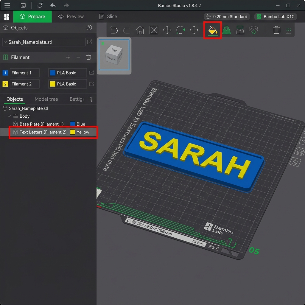 Bambu Studio object and paint coloring options