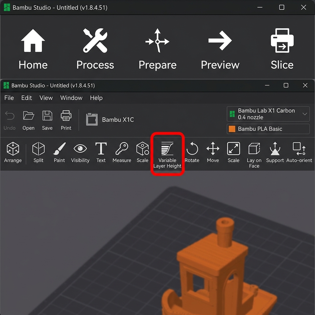 Bambu Studio Variable Layer Height Button